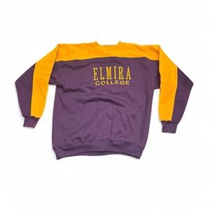 Vintage Elmira College Purple and yellow Color block crew neck 2Xl